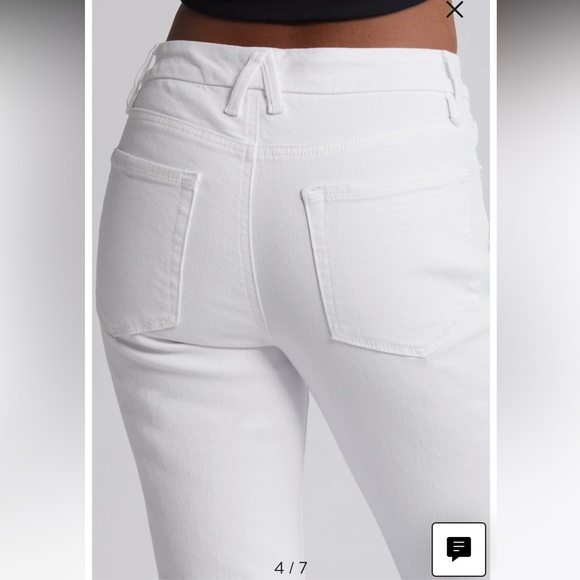 NWT- Good Straight High Waist Raw Hem Straight Leg Jeans- White-Size 12 - Picture 4 of 9